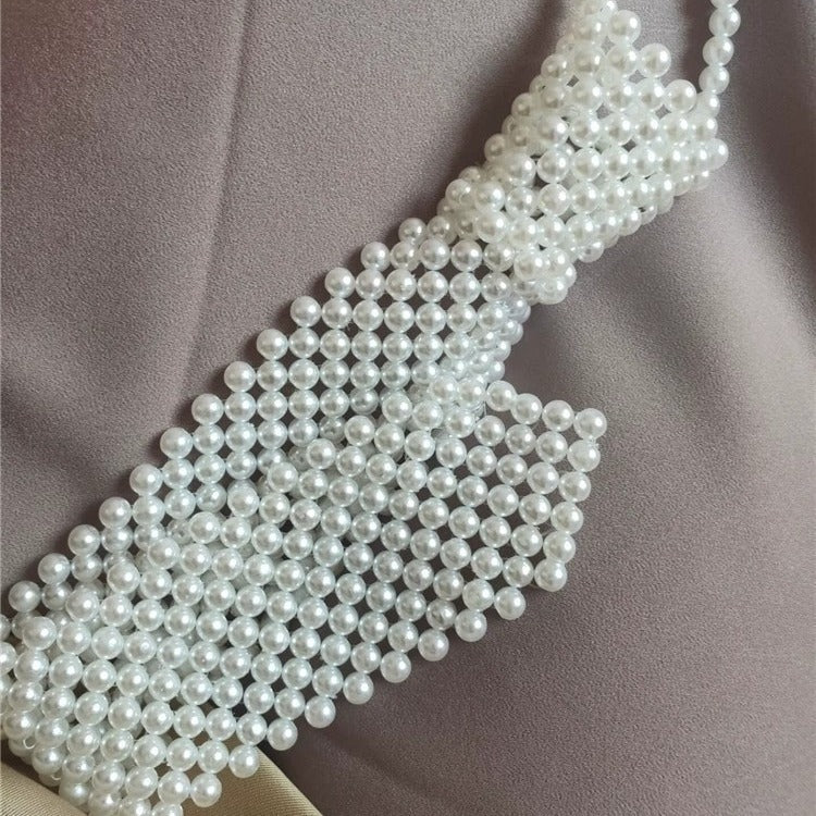 pearl tie braided cut-out beaded scarf scarf neck ornament collar vintage with shirt cutout fake collar ornament