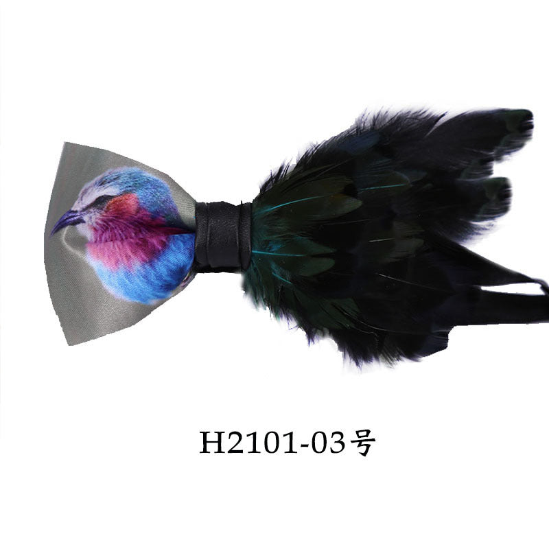 feather handmade bow tie men's best man groom wedding dress bow business collar flowers