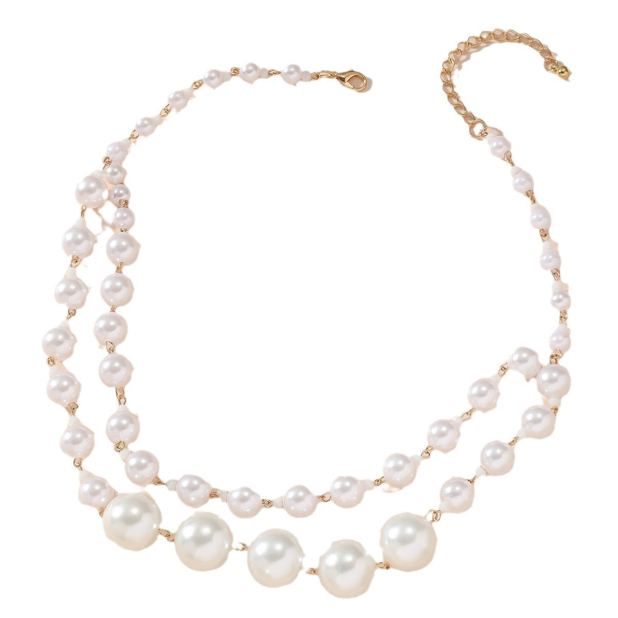 The new retro luxury niche temperament multi-layer pearl stacked clavicle chain necklace is fashionable and versatile