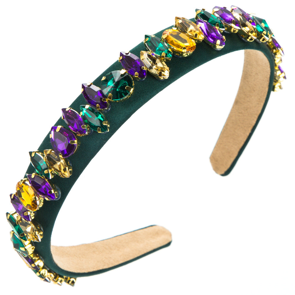 Cross-border fashion trend, new thin-edged headbands, women's baroque personality, special-shaped colored diamonds, temperament, party headbands, hair accessories