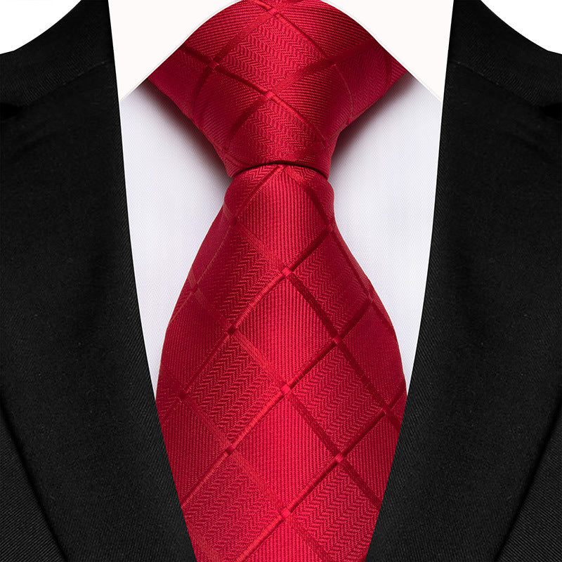 men's tie polyester silk high dimension secret formal dress business stripe red wedding groom best man hand tie