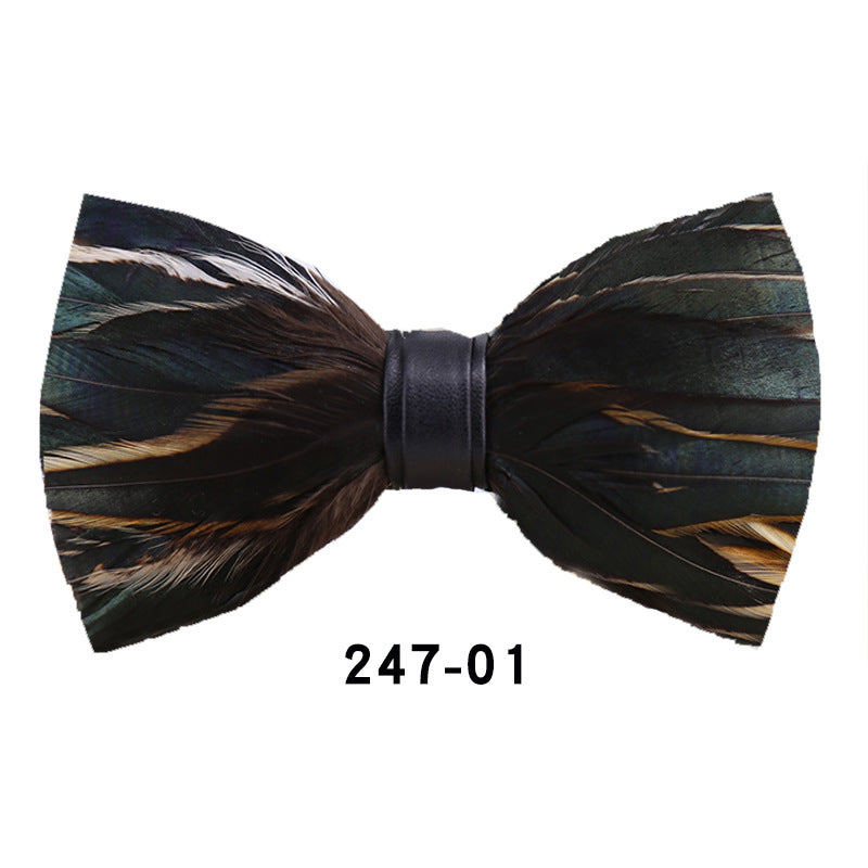 247 dark green feather man presided over the groom groomsmen group butterfly wedding celebration male bow tie flower tie spot