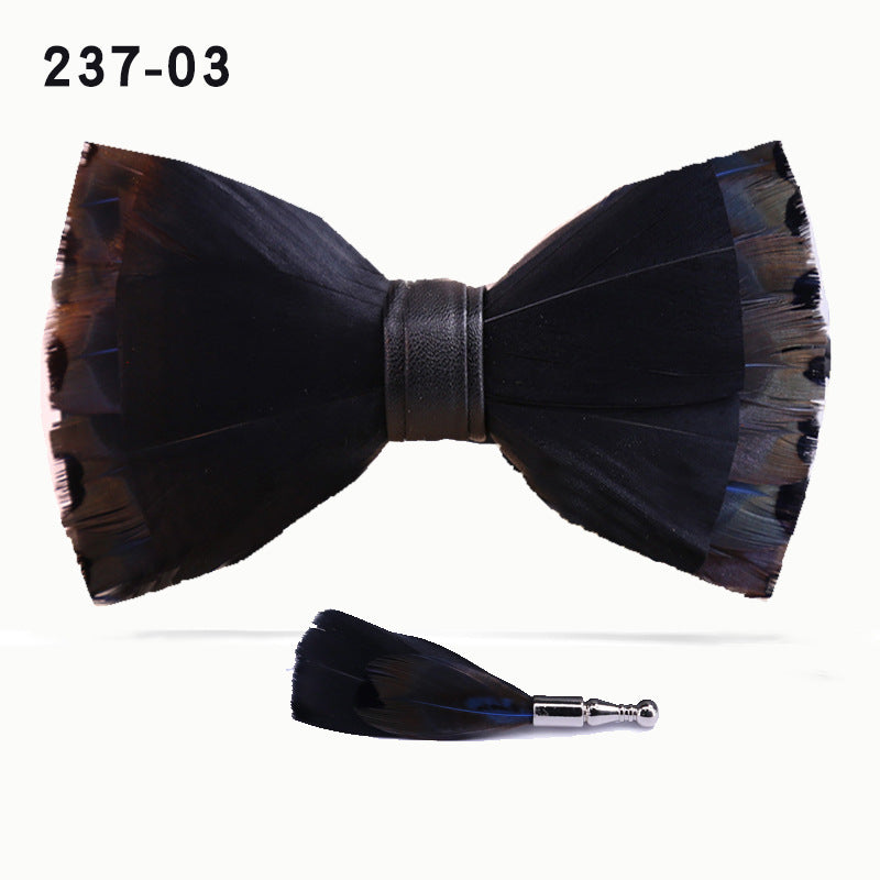 red feather bow tie for men's wedding banquet, suit accessories, shirt with box bow