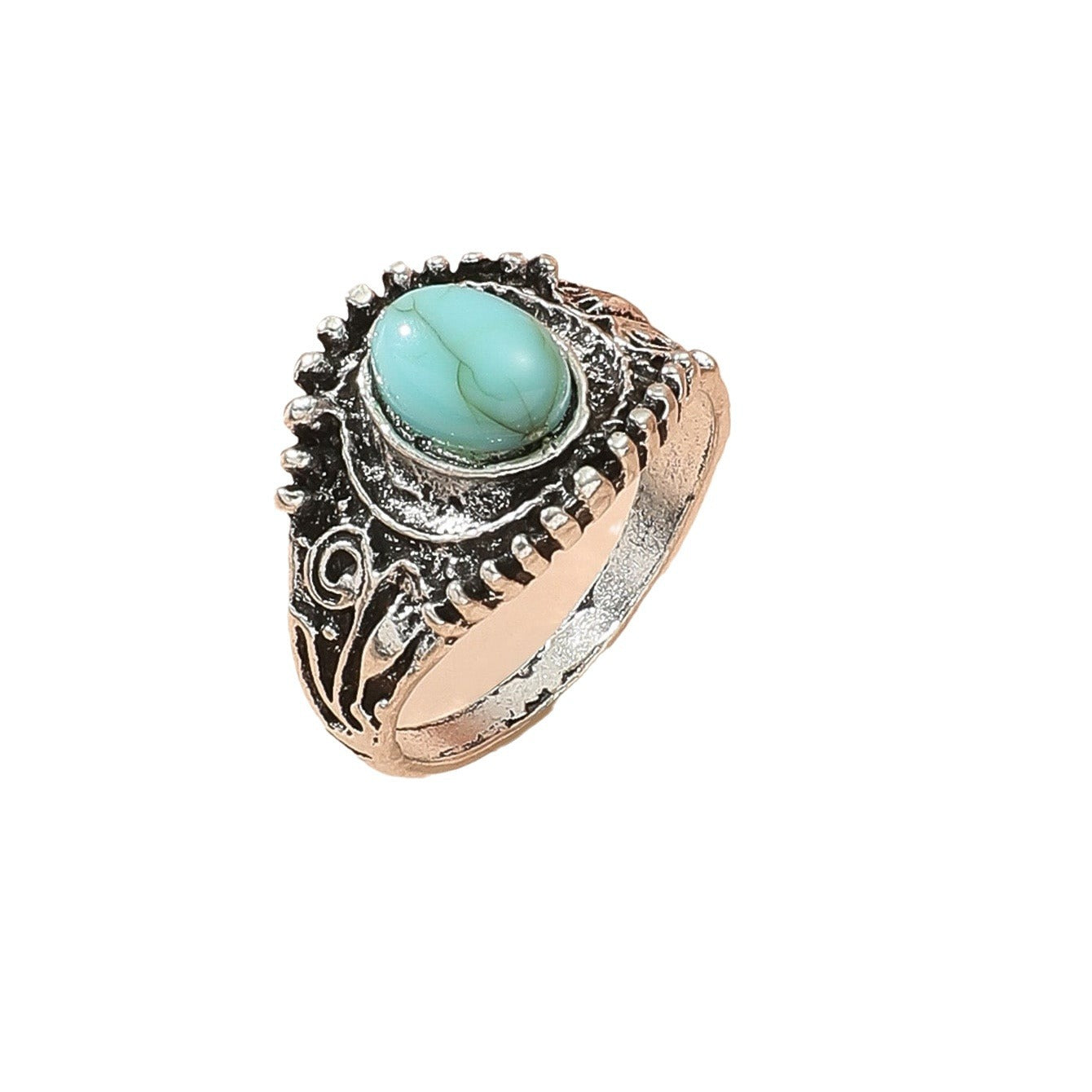 New cross-border jewelry bohemian turquoise alloy ring personality fashion versatile ring ring