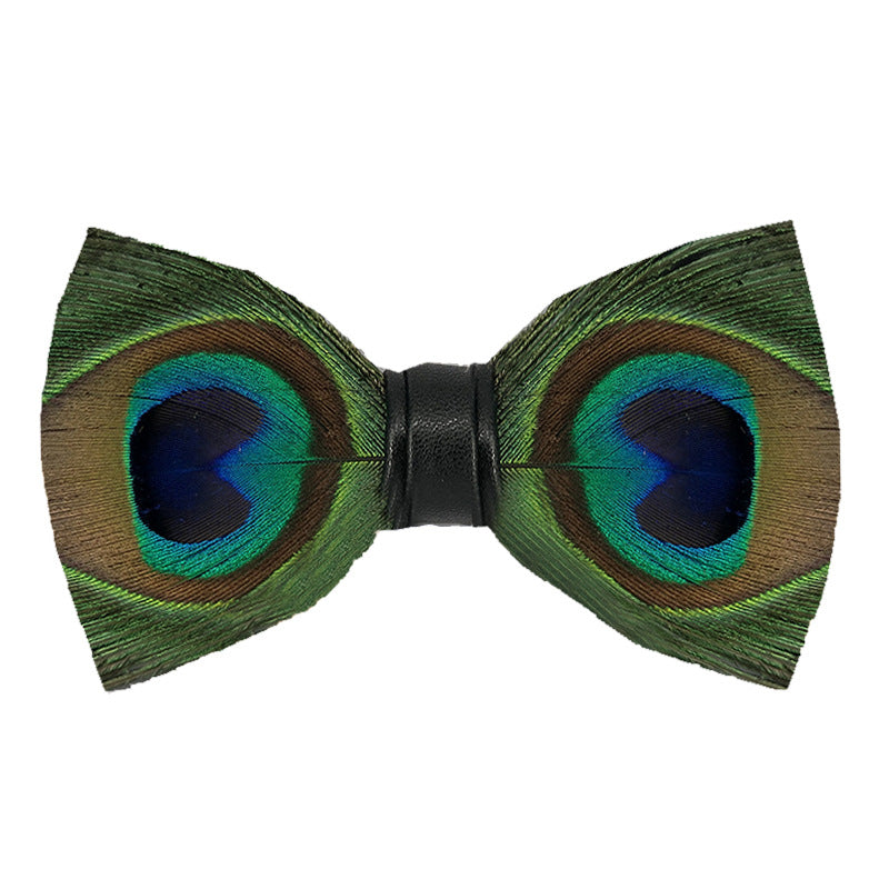 289 male bow tie peacock big eyes blue feather wedding groom male wedding best man bow in stock