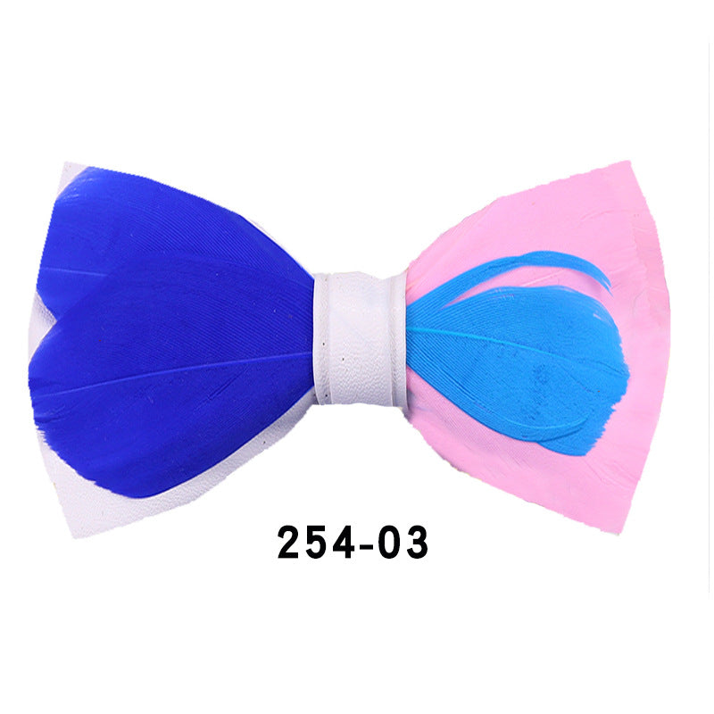 254 Colorful Children's Feather Bow Tie Men's Suit Collar Flower Party Banquet Best Man Flower Girl Suit Collar Flower