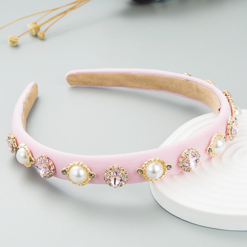 Heming headband, fashionable, flashing pearls, baroque thin sponge headband, women's simple Korean version, thin edges, bright hair bands, hair accessories