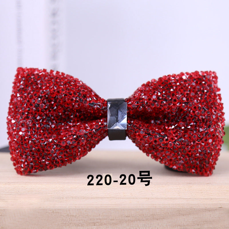 multi-color bow tie crystal starry rhinestone banquet nightclub super flash diamond wedding groom clay collar