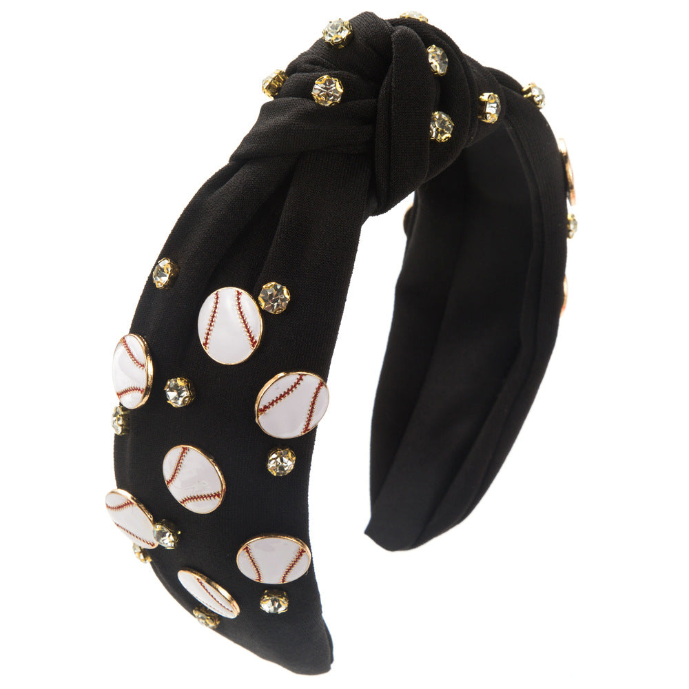 Cross-border fashion new sports-style softball baseball accessories headband trendy diamond-encrusted wide-brimmed hair accessories Amazon hits