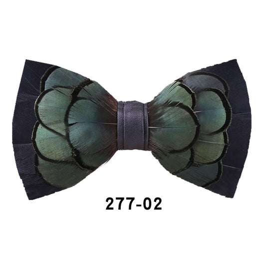 277 dark blue and green feather bow tie men's host groom groomsmen group butterfly wedding bow in stock