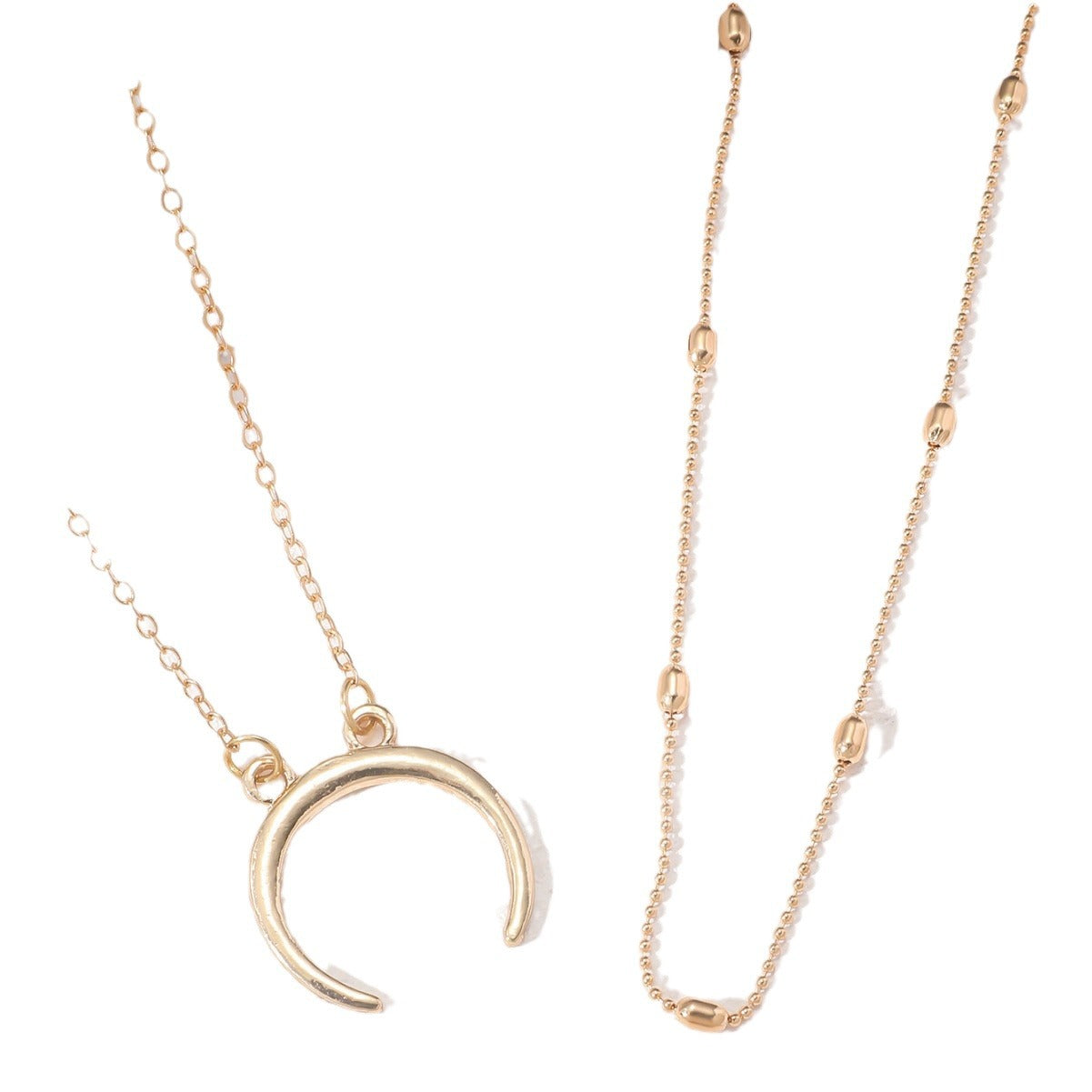 The new jewelry is fashionable and simple, and the double-layer beaded moon pendant is a temperamental and versatile necklace