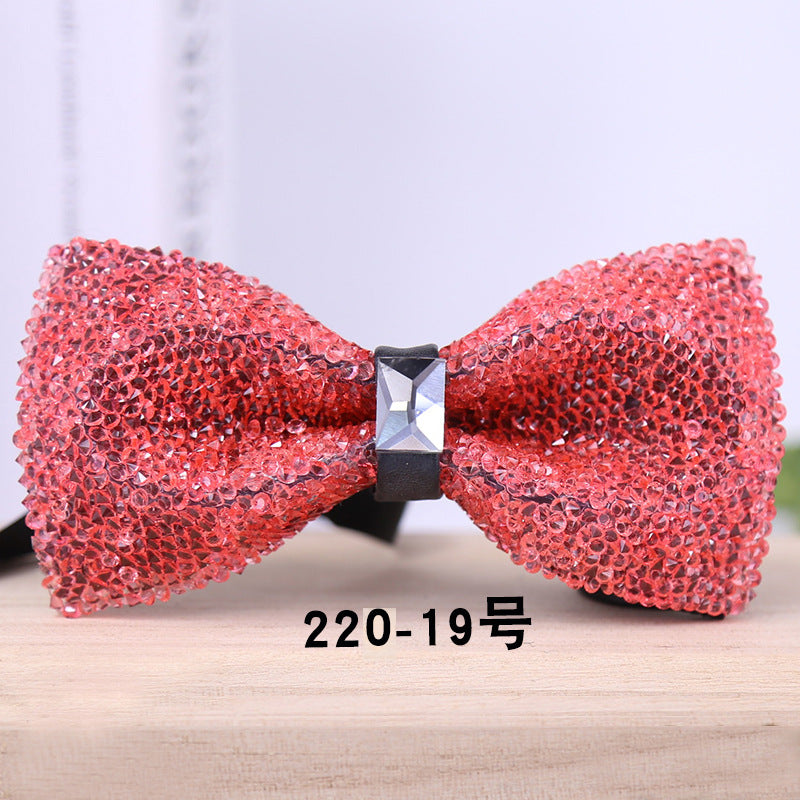 multi-color bow tie crystal starry rhinestone banquet nightclub super flash diamond wedding groom clay collar