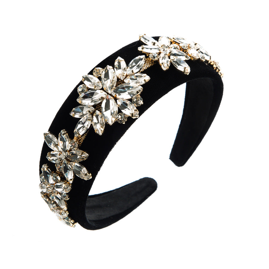 And Ming headbands European and American ultra-flash glass diamonds exaggerated personality bow headbands baroque retro hair accessories wholesale