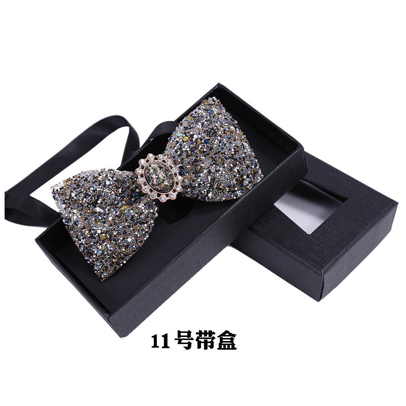 18 color gravel blue crystal bow tie men's wedding wedding colorful stone party suit suit formal collar flower