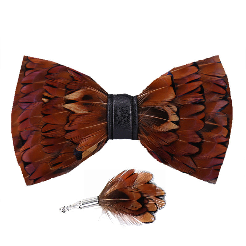 235 Yellow Feather Bow Tie Men's Wedding Banquet Clay Suit Accessories Shirt with Box Bow