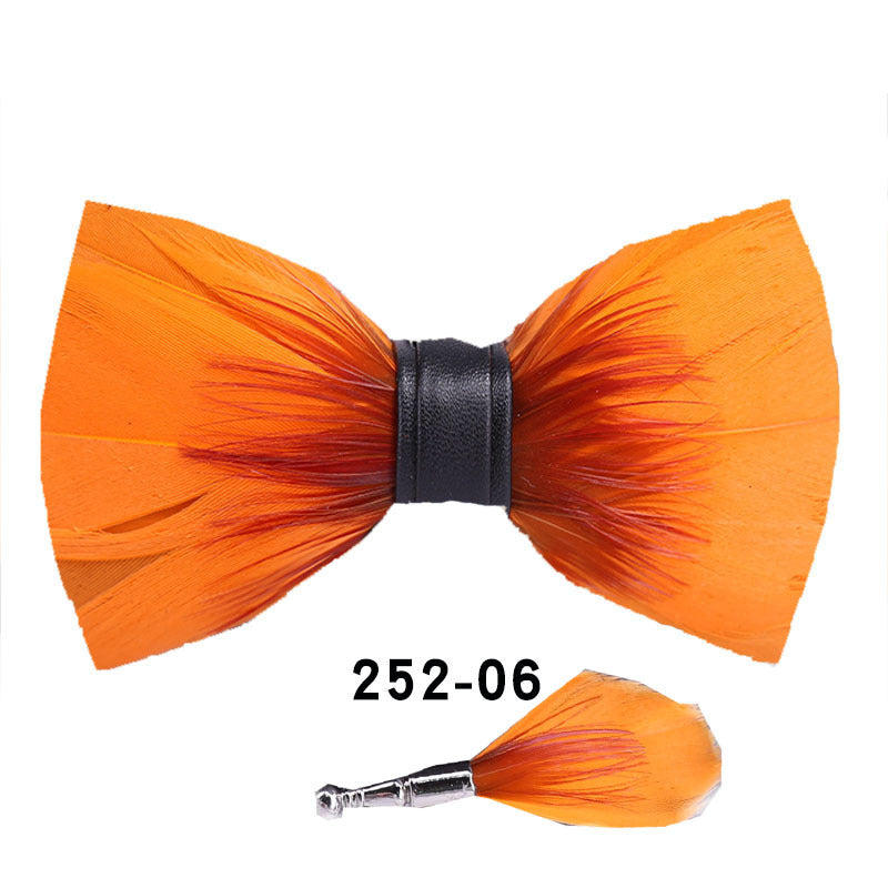 252 orange feather wedding groom best man butterfly wedding shirt man black bow tie shirt collar flower