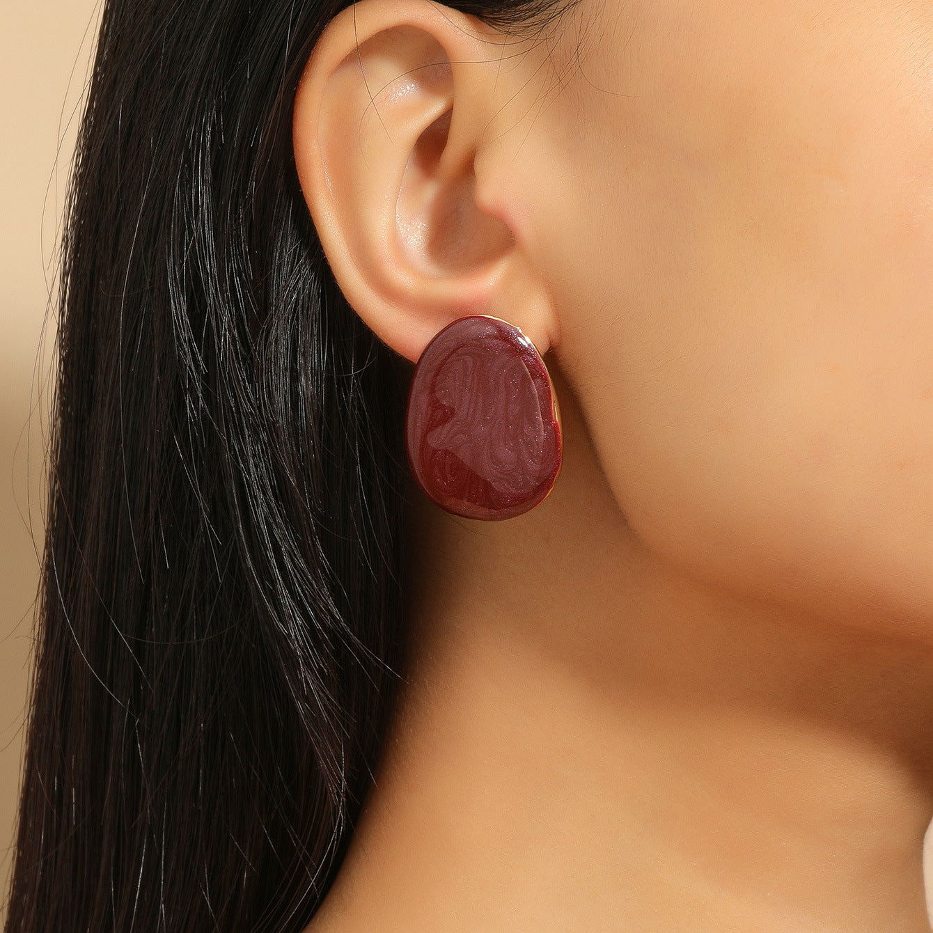 New jewelry: high-quality color glaze, irregular earrings, quicksand, color square studs, cold wind earrings