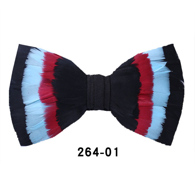 264 Colorful Feather Bow Tie Men's Wedding Banquet Clay Suit Accessories Shirt with Box Bow