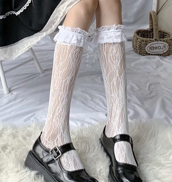Stockings, women's alphabet socks, flowers, sexy anti-hook silk pantyhose, wild Korean version of the net socks, lace, beautiful legs, butterfly socks