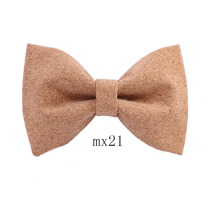 Men's Wood Grain Bow Tie Casual Sawdust Bow Wedding Show Host Shirt Dress Formal Wear Collar Flower