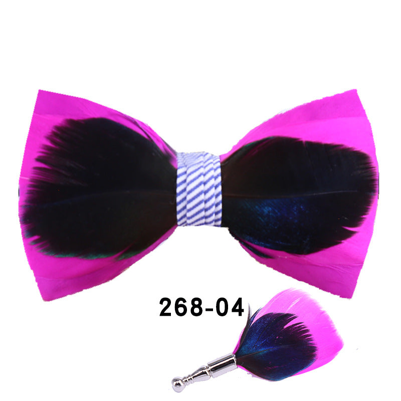 268 Rose Red Feather Bow Tie Men's Shirt Bow Tie Bow Tie Box Men's Bow Tie Wedding