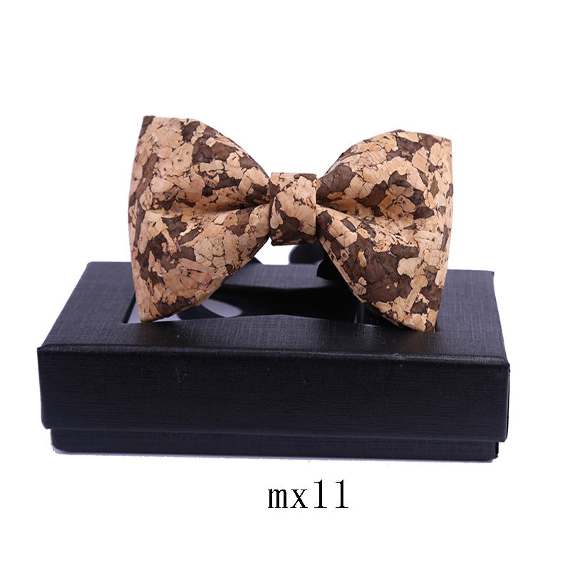 men's wood grain bow tie casual sawdust bow wedding dress host show shirt collar flower