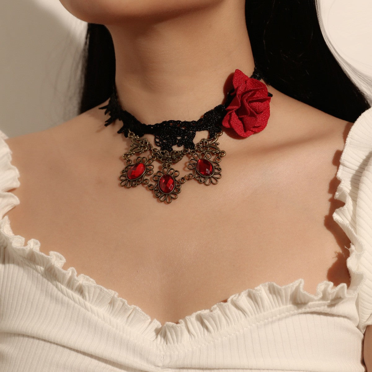 HOT Paris Vintage Lace Stay: Gothic Chokers, Women's Clothes Accessories, Fashion, Short Flower Necklaces, Clavicle Chains