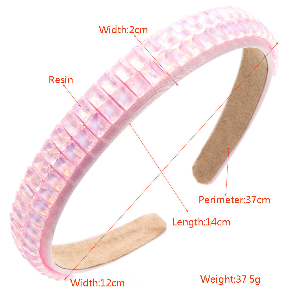 Cross-border Korean version fashion new spring color thin-edged headband women's wild inlaid glass diamond temperament headband hair ornament wholesale