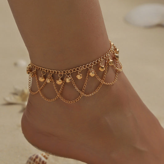 New summer simple metal fashion temperament sequin disc double chain anklet, a variety of versatile accessories