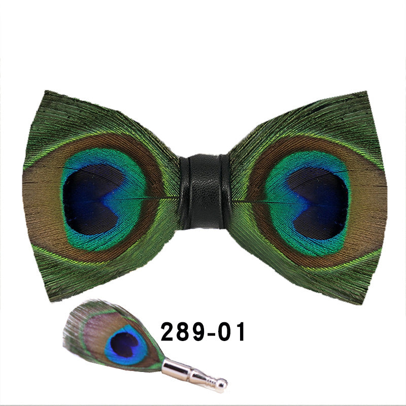 289 male bow tie peacock big eyes blue feather wedding groom male wedding best man bow in stock