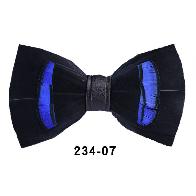 234 blue feather bow tie men's shirt groomsman group pot butterfly wedding host flower collar