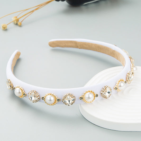 Heming headband, fashionable, flashing pearls, baroque thin sponge headband, women's simple Korean version, thin edges, bright hair bands, hair accessories