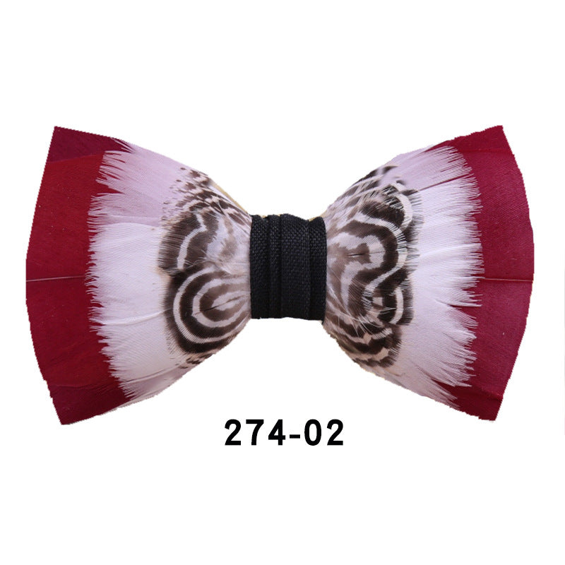 274 rose red feather male collar wedding banquet clay pot men's suit bow tie brooch bow