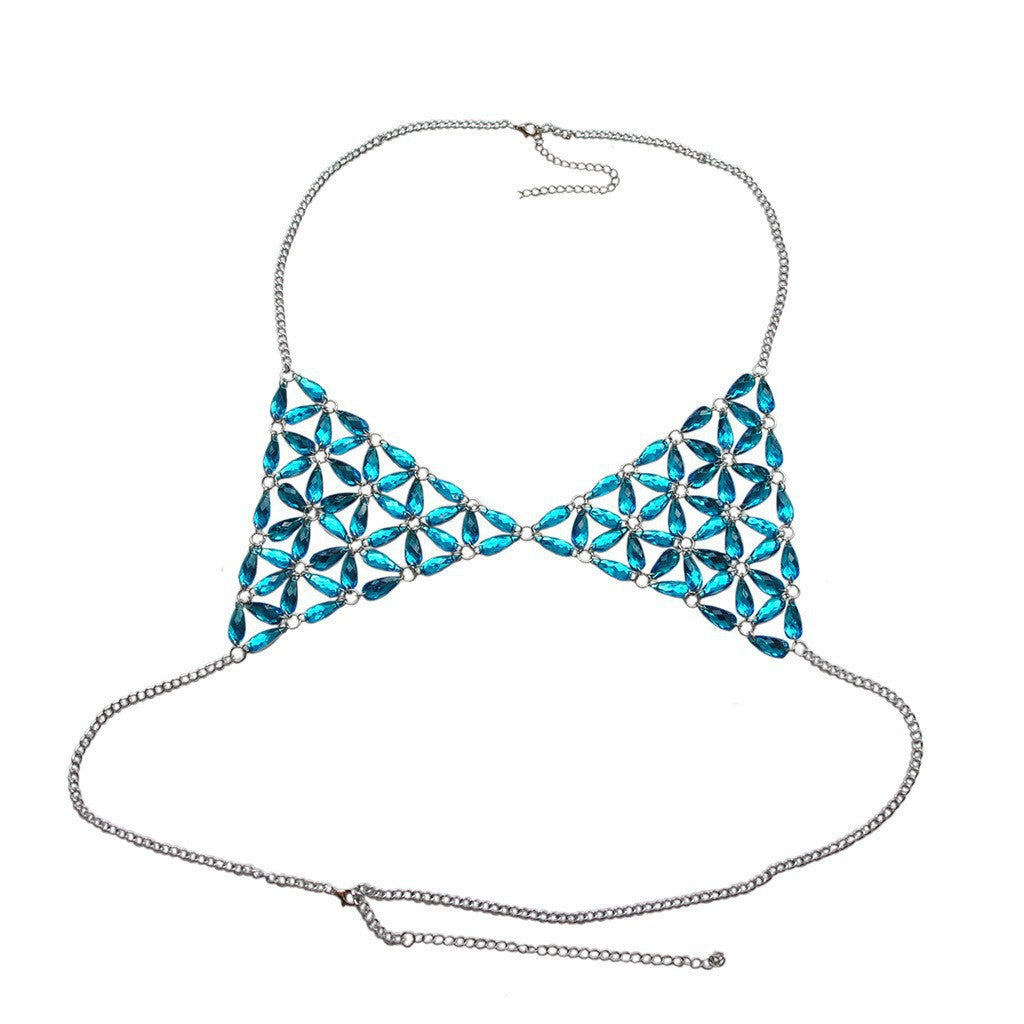 2024 New European and American Cross-border Accessories Fashion Acrylic Handmade Women's Sexy Bikini Bra Body Chain