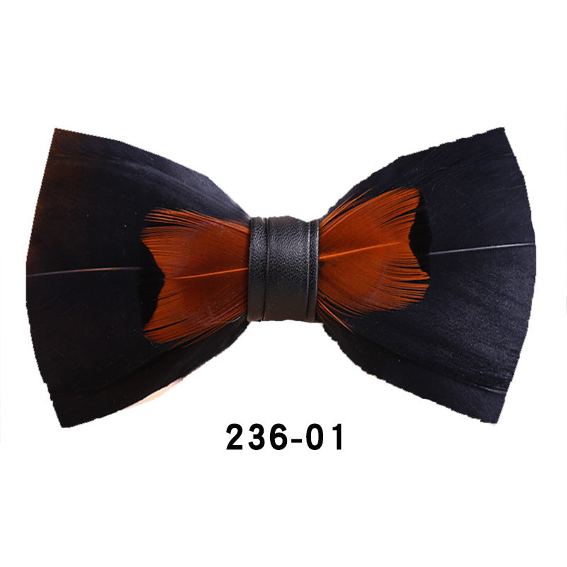 236 Black Feather Wedding Groom Groomsmen Group Men's Wedding Pot Butterfly Wedding Bow Tie Flowers