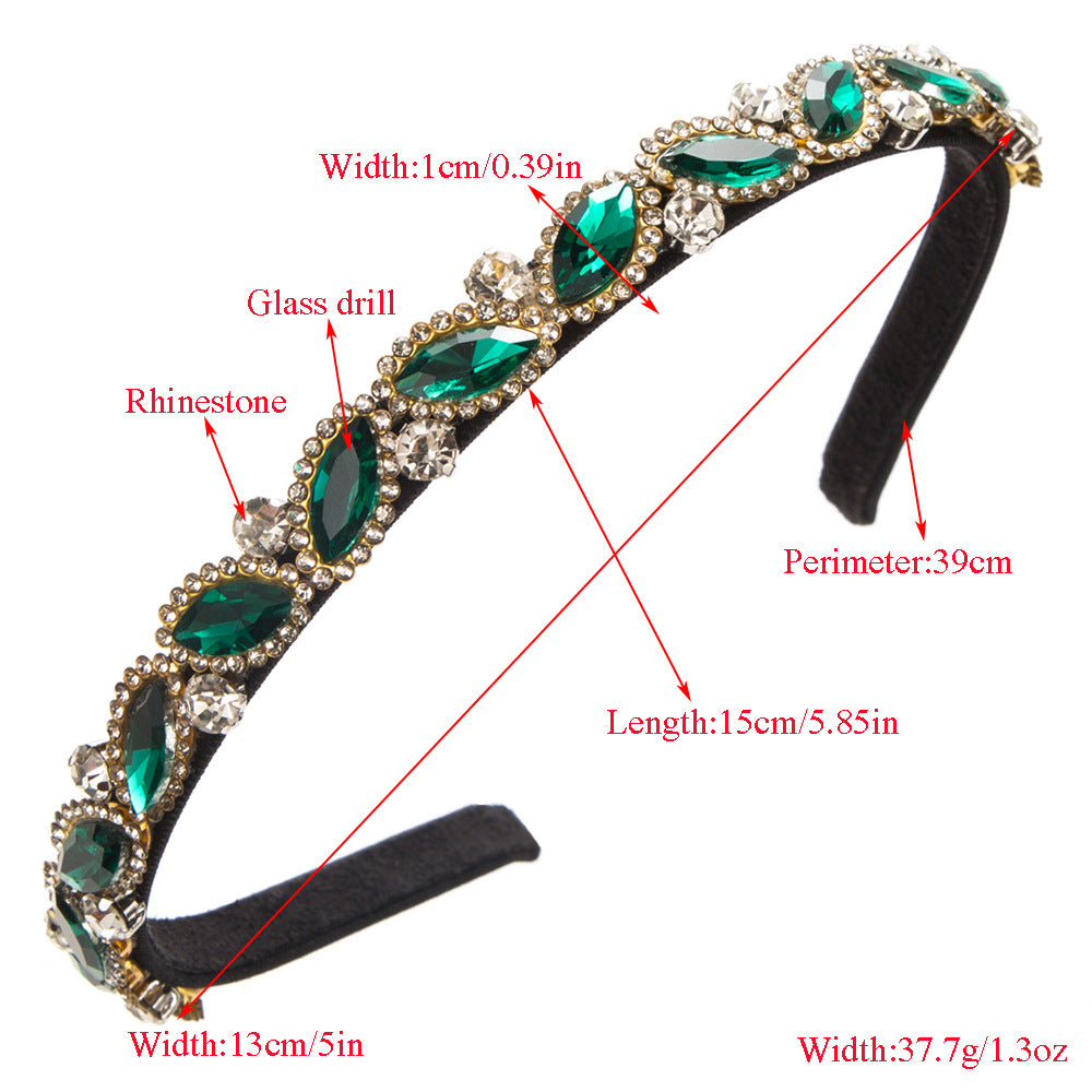 Cross-border new fashion baroque headbands, women's retro diamond-encrusted thin-edged hair bands, simple temperament, party hair accessories