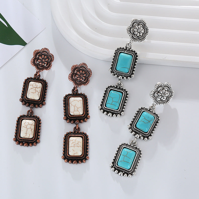 Cross-border original design, European and American retro fashion, new multi-layered temperament earrings, exaggerated bohemian dinner earrings