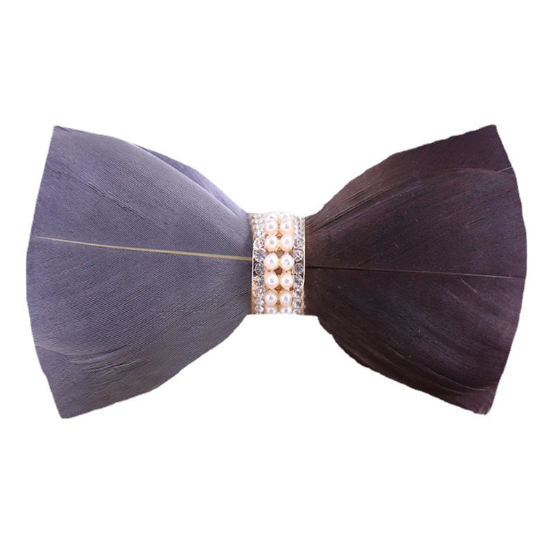 266 khaki feather male bow tie men and women wedding bow bow men's bow tie yellow white collar flower tie