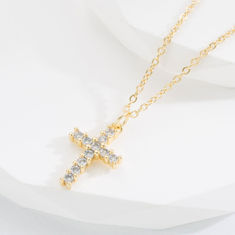 Trendy sense of luxury Internet celebrity with the same personality cross necklace creative European and American characters versatile cold wind pendant accessories