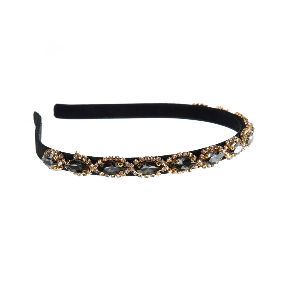 New Korean Fashion Luxury Color Diamond Gem Headband Women's Baroque Diamond Slim Edge Temperament Headband Wholesale