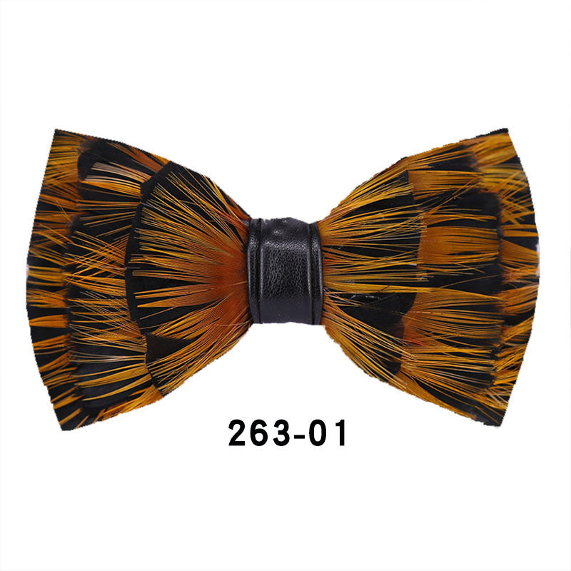 263 Gray Black Feather Bow Tie Men's Wedding Banquet Clay Suit Accessories Shirt With Box Bow