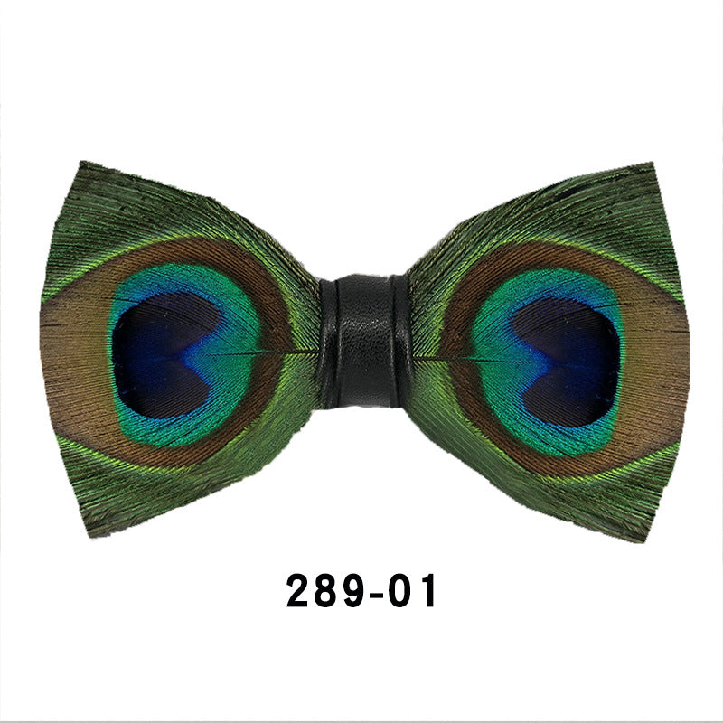 289 male bow tie peacock big eyes blue feather wedding groom male wedding best man bow in stock