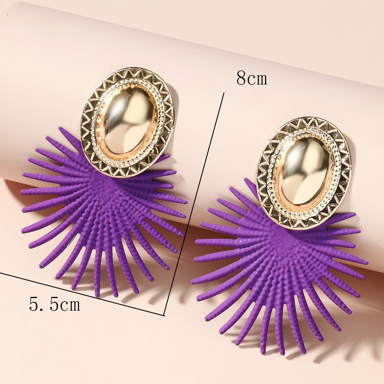 The new European and American cross-border jewelry, exaggerated cold wind, star flower earrings, niche fan-shaped resort style earrings