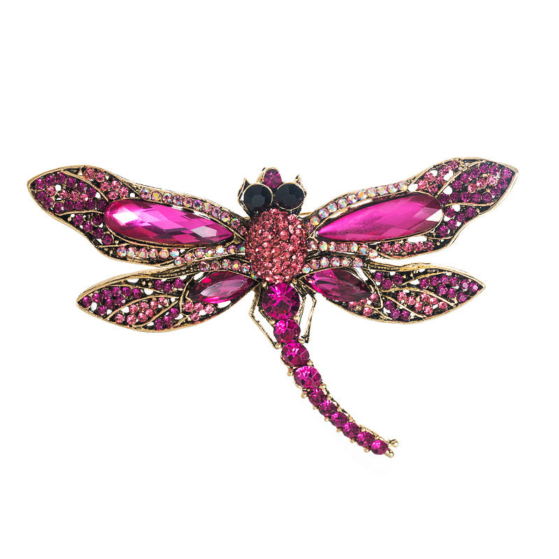 European and American cross-border trend alloy, diamond studded dragonfly brooch, girly cute pin, fashion personality, corsage accessories, foreign trade