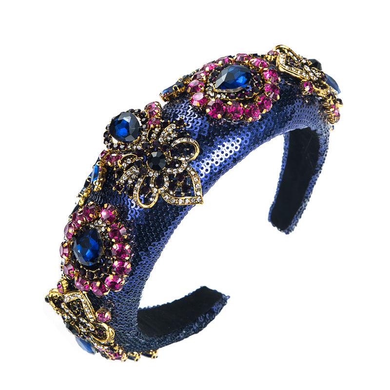 Harmony headbands, European and American baroque court style sequins, colored rhinestones, retro luxury sponge, wide-brimmed headbands, hair accessories