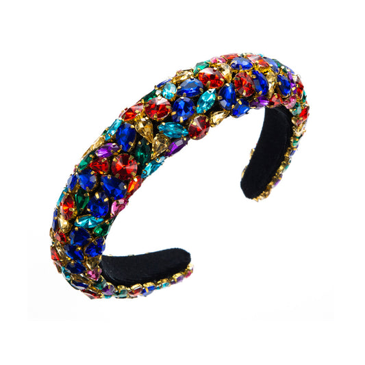 European and American cross-border new heavy industry headbands inlaid with diamonds, net red sponge wide-brimmed headbands, baroque fashion hair accessories wholesale