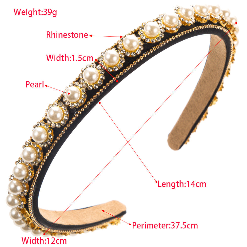 And Naming headbands, fashionable, thin-edged, baroque pearl headbands, feminine, retro luxury, dinner, ball, hair accessories