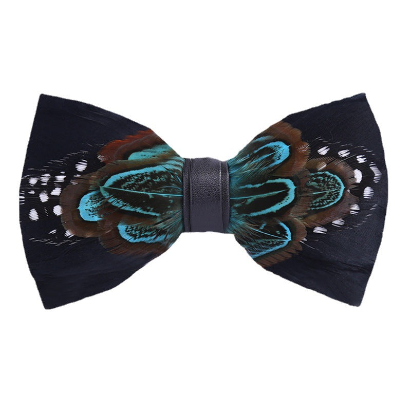 223 male bow tie red feather bird feather banquet nightclub wedding groom clay pot wedding banquet bow