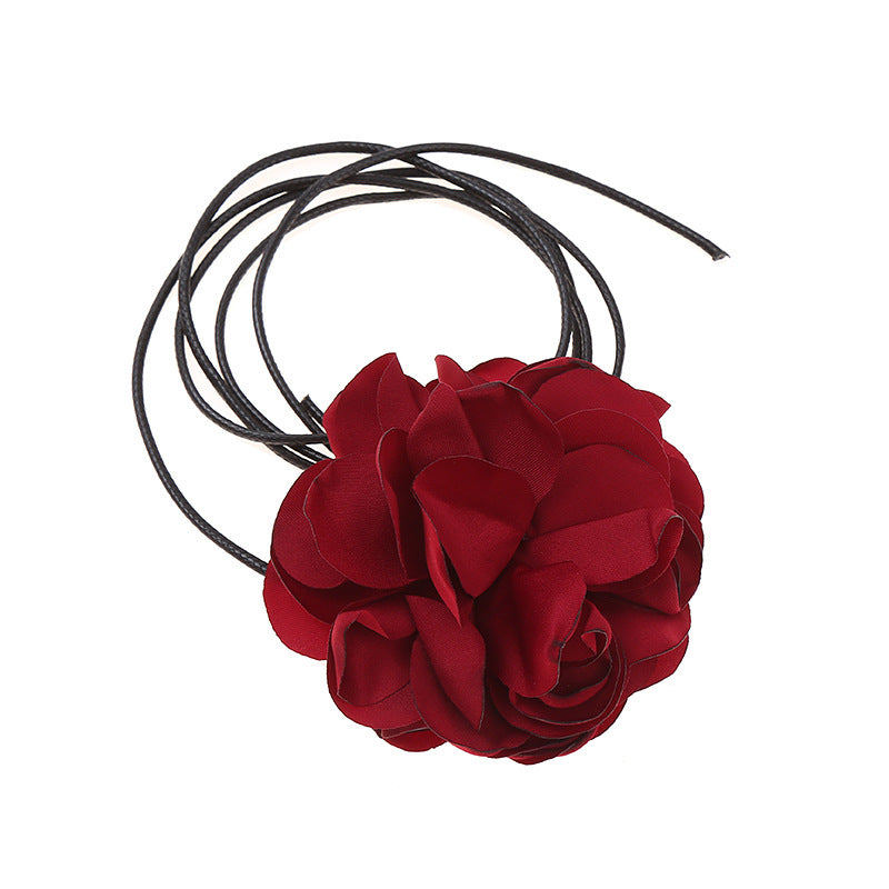 Black three-dimensional flower tie rose necklace neck flower neckband tie neck accessories collar cross-border new accessories