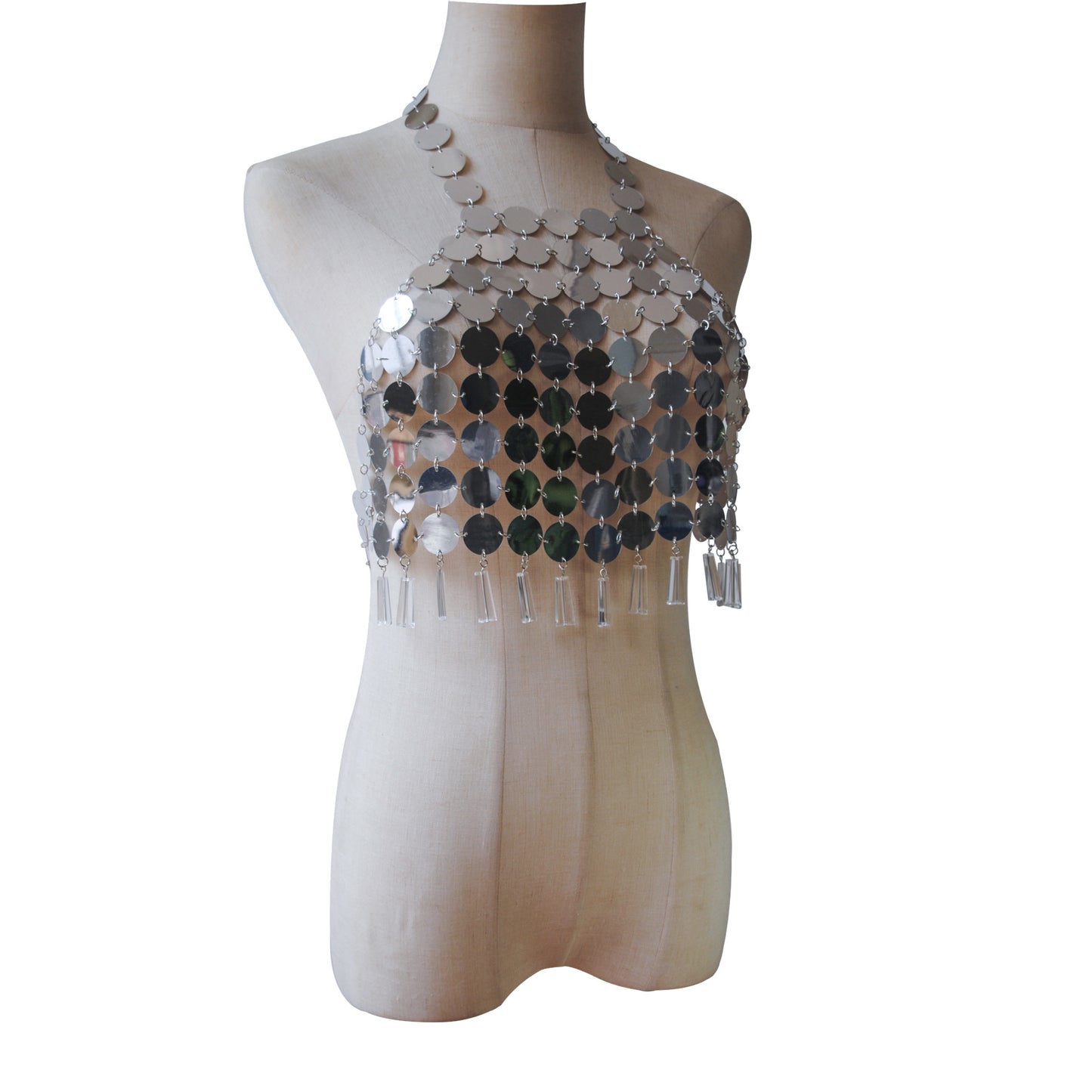 New European and American sexy fashion stage performance jewelry, crystal tassels, halterneck cut-out chest chain, sequins, body chain